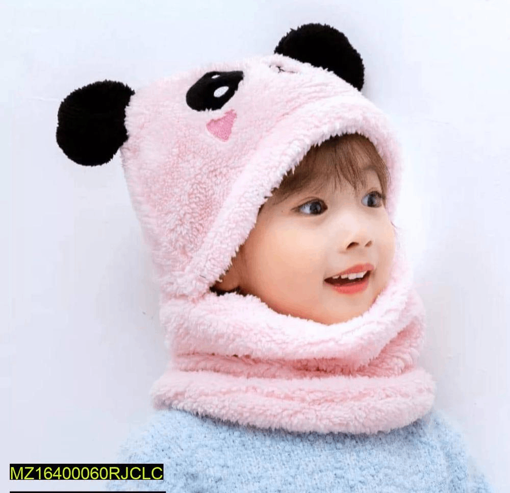 Kids Beanie Wool Cap with Neck Warmer