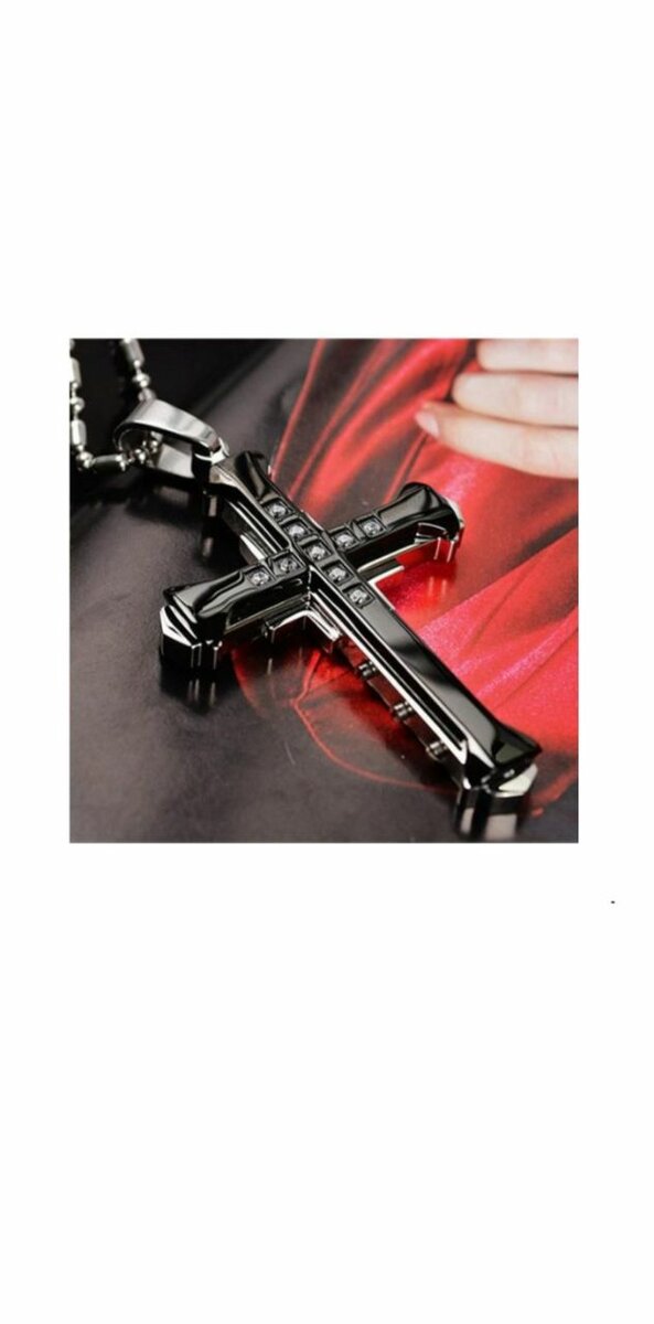 Collier Croix Acier Noir