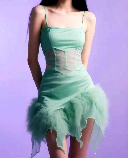 Robe verte élégante femme