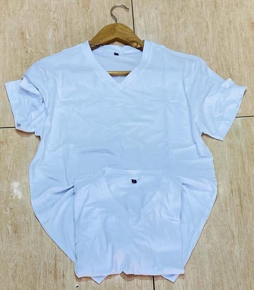 T-shirt blanc col V en coton