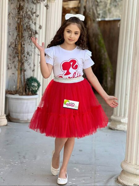 Jupe tutu fille rouge élégante