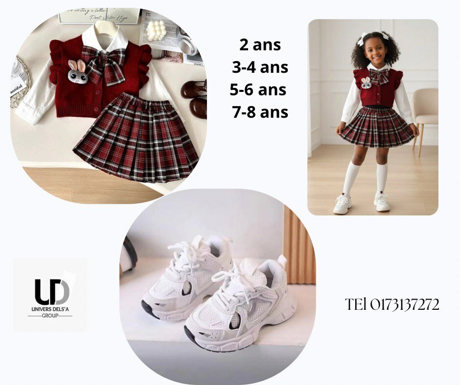 Ensemble Jupe Fille Écossais