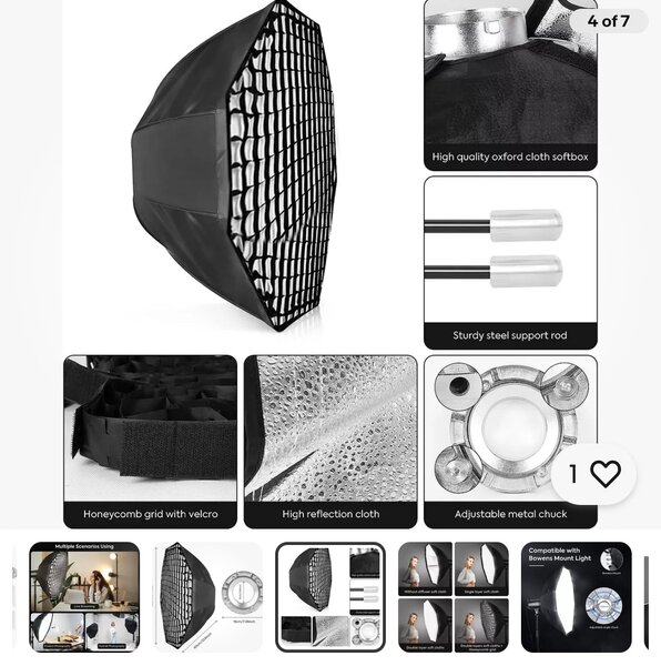 SEDGEWIN 95CM/37.4inch Octagon Softbox Honeycomb