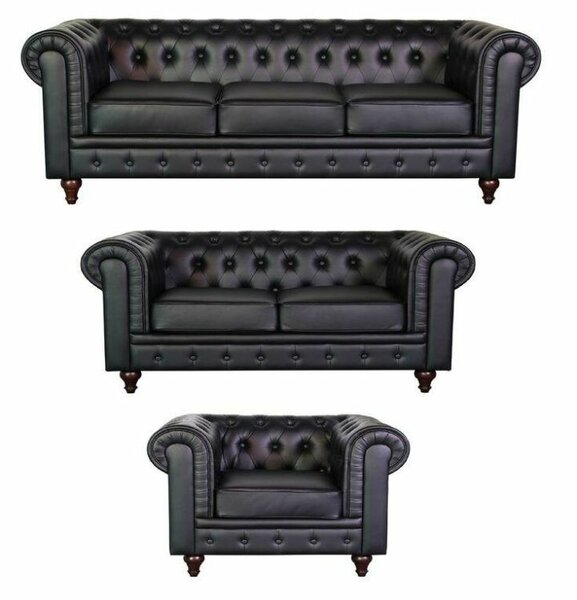 Canapé cuir noir chesterfield