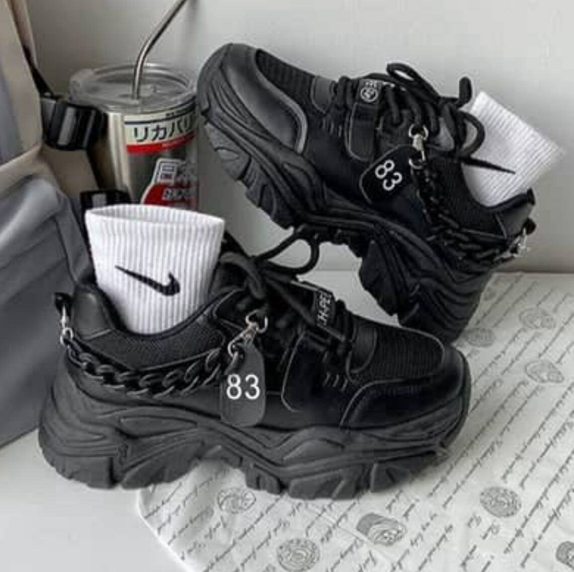 Baskets Noires Chunky Chic