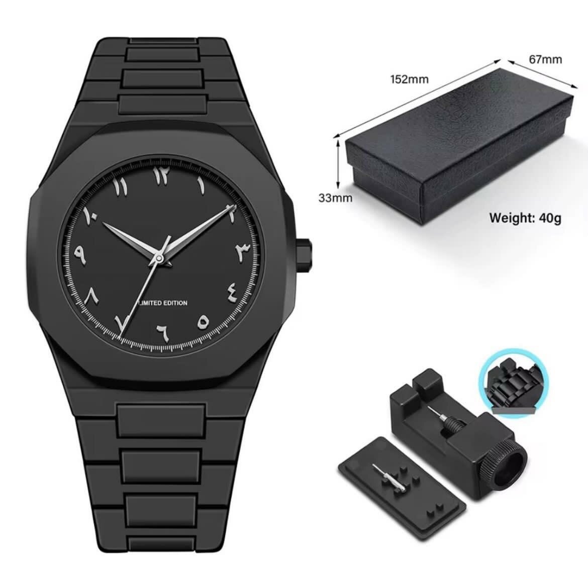 Montre noire minimaliste