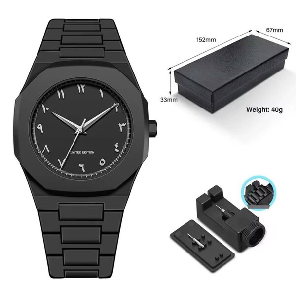 Montre noire minimaliste