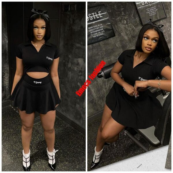 Ensemble noir jupe et top femme