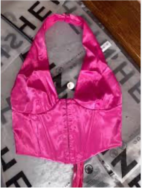 Top bustier rose satin
