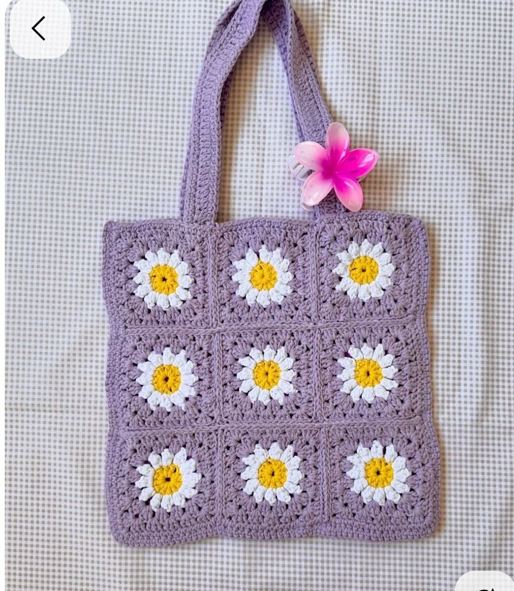 Sac crochet marguerites coloré