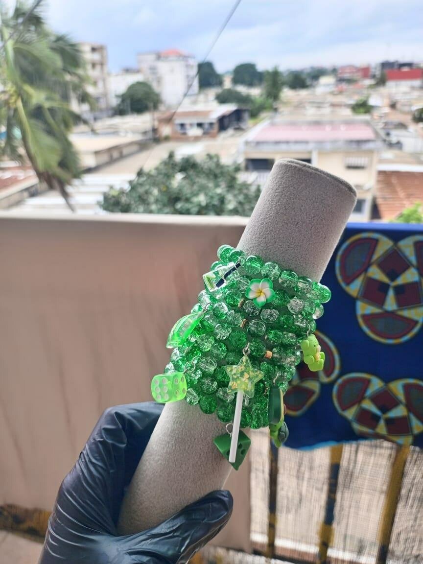 Bracelet perles vertes 3a1000f