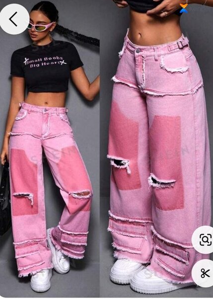 Jeans larges délavés tendances