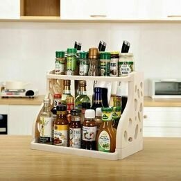 2 Tier Kitchen Spice Rack Organiser Self Standing Storage