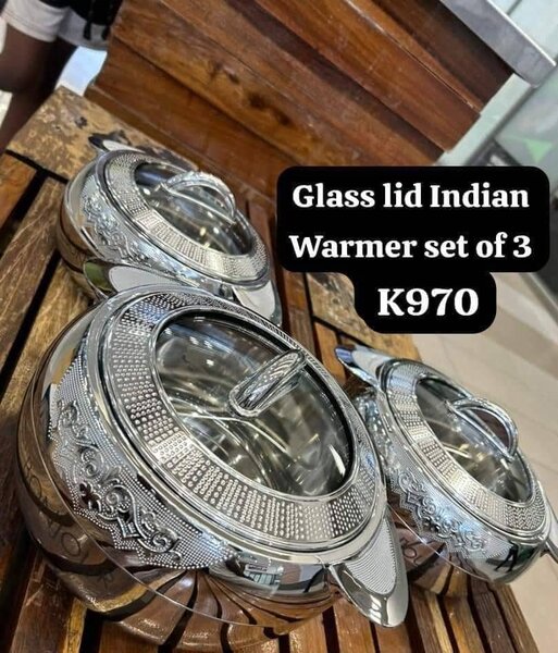 Glass lid Indian Warmer set of 3