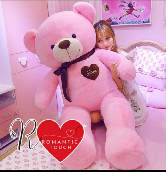 Grand ours peluche rose 1m80