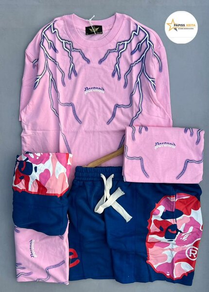 Ensemble décontracté rose et bleu