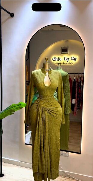 Robe longue élégante verte