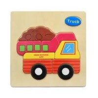 Wooden Mud Truck Puzzle Kids Educational Toys Multicolor