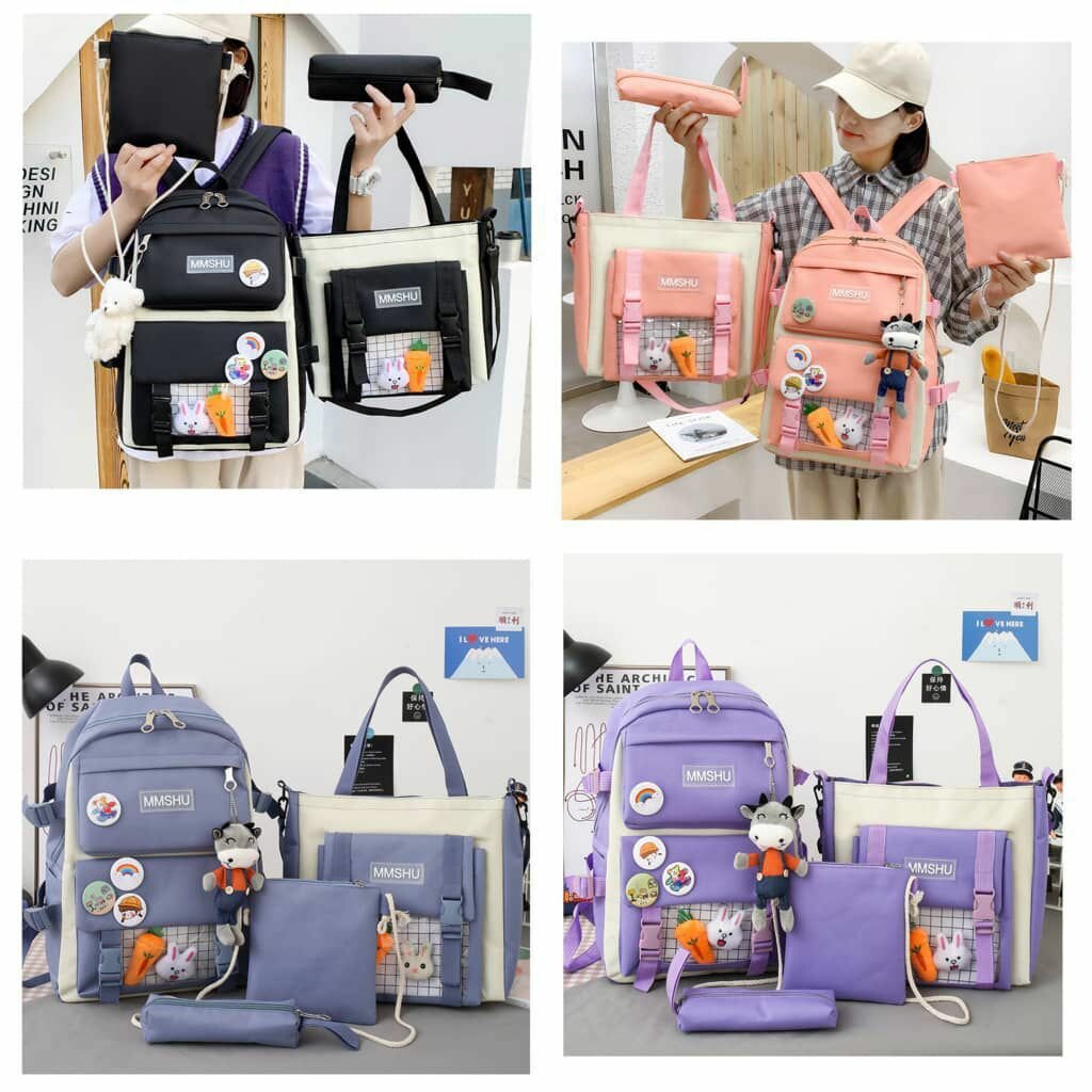 4pcs laptop travel backpack school bag