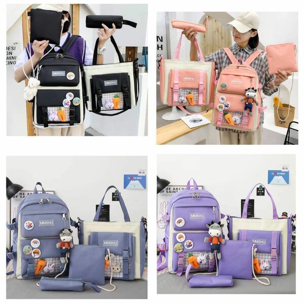 4pcs laptop travel backpack school bag