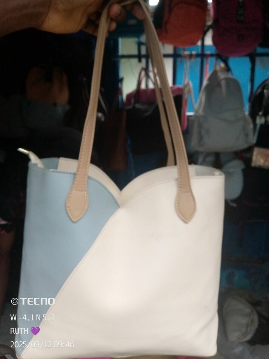 Sac à main en cuir bicolore