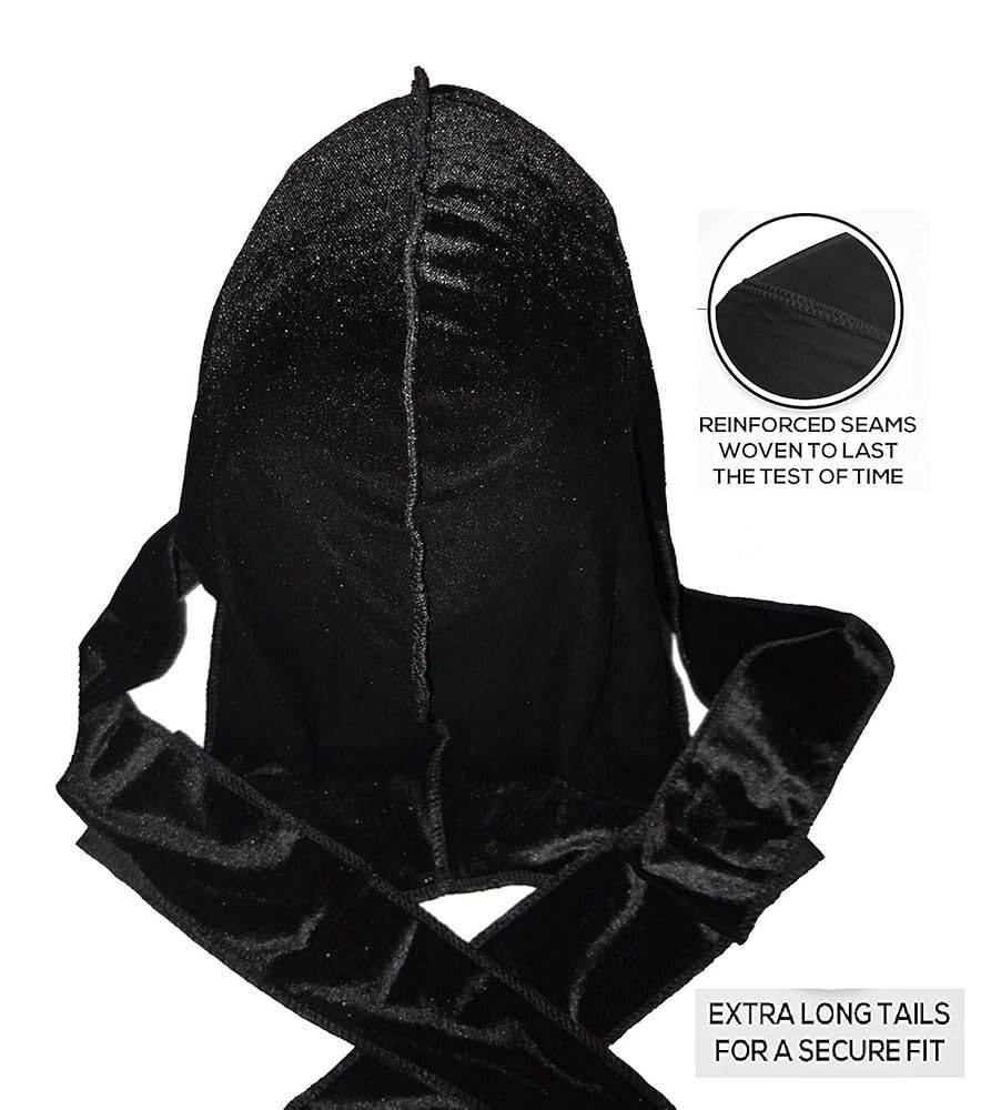 Velours Durag Noir Élégant