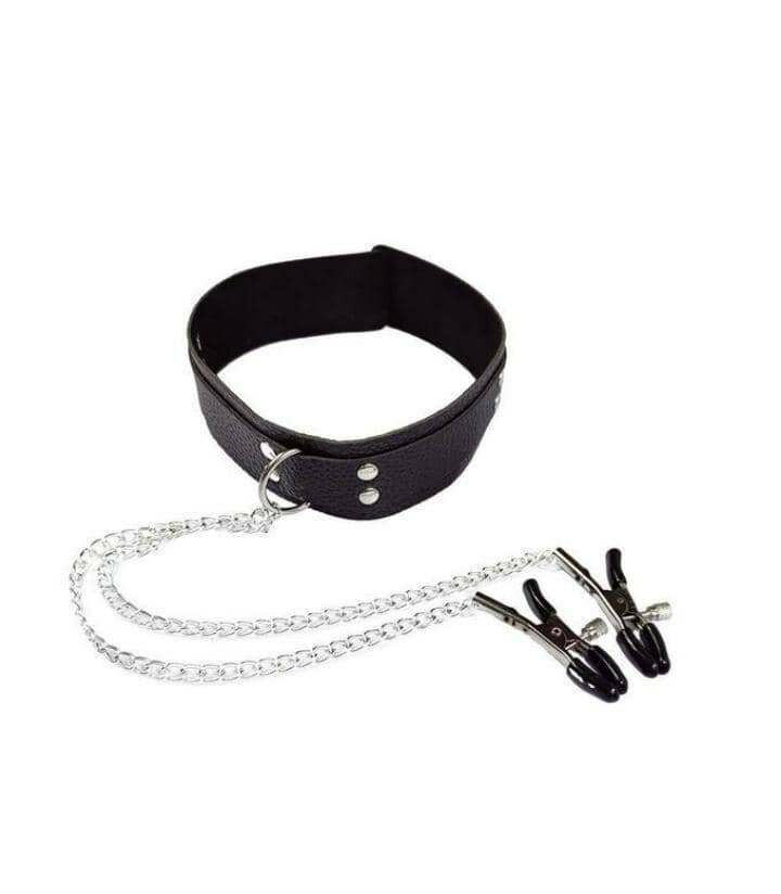 Collier BDSM avec pinces
