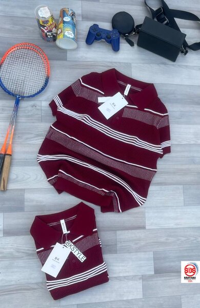 Polo rayé rouge unisexe