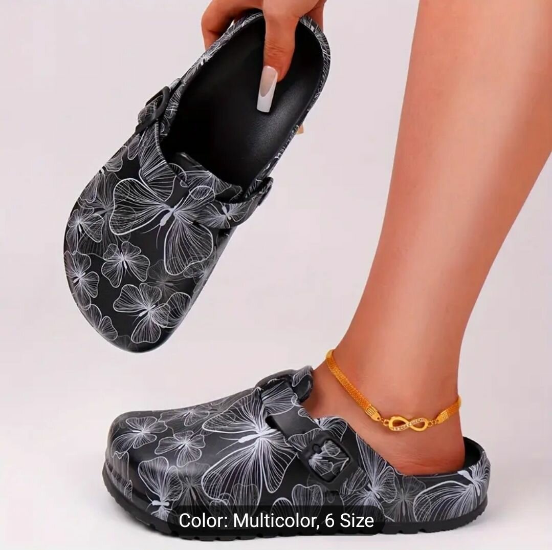 Women's Chic Butterfly Print Slides