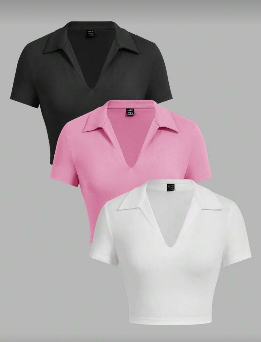 Top court col V femme