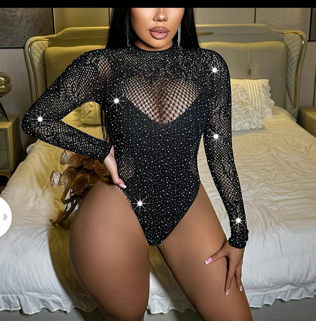 Body pailleté à manches longues