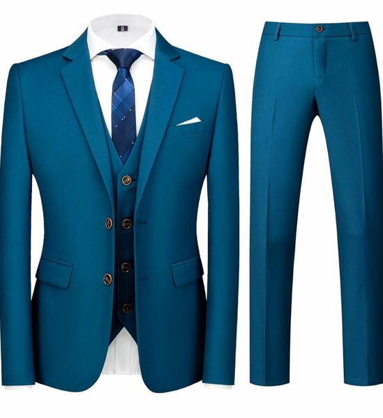 Costume élégant trois pièces bleu