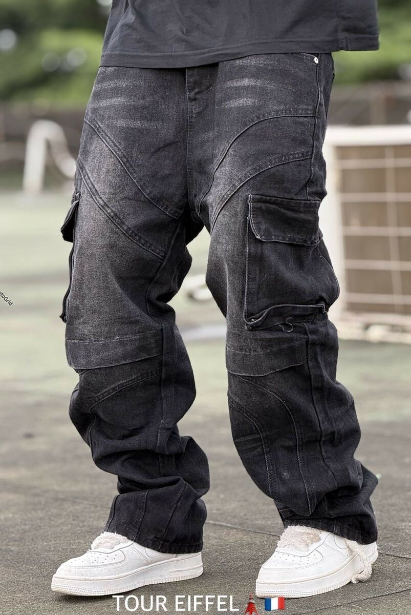 Jeans cargo stylés noirs