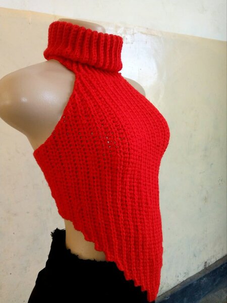 Top en tricot rouge élégant