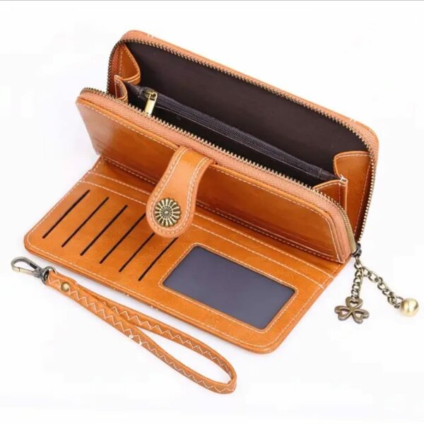 Portefeuille orange avec porte-clés