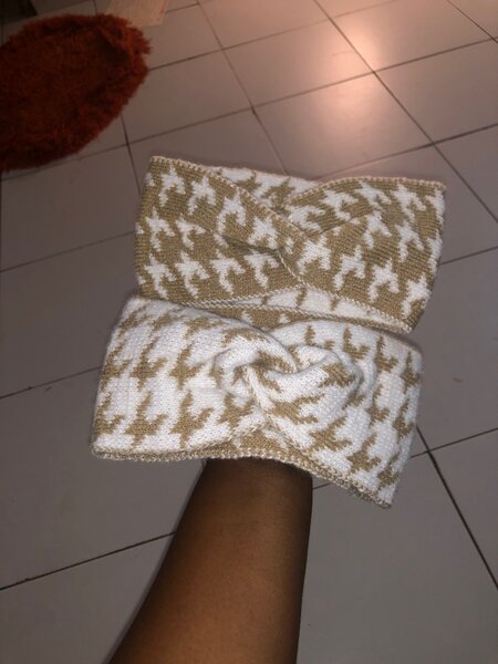 Bandeau tricoté motif pied-de-poule