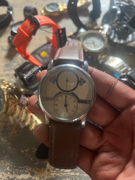 Montre style vintage cuir marron