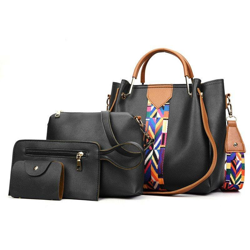 4 in 1 large capacity PU leather ladies handbag