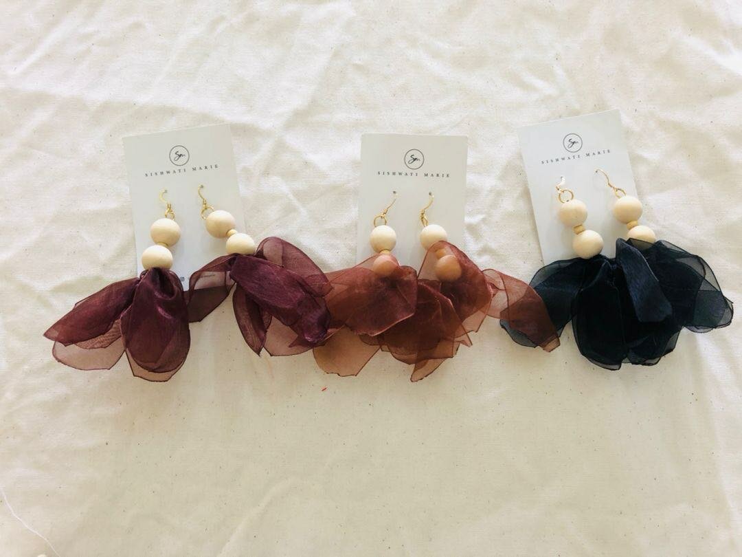 Organza beaded earrings