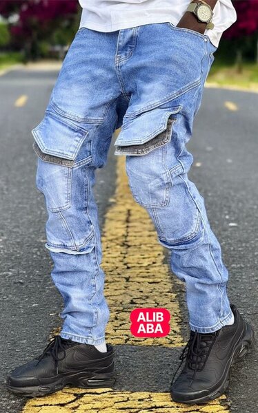 Pantalon cargo en jean homme