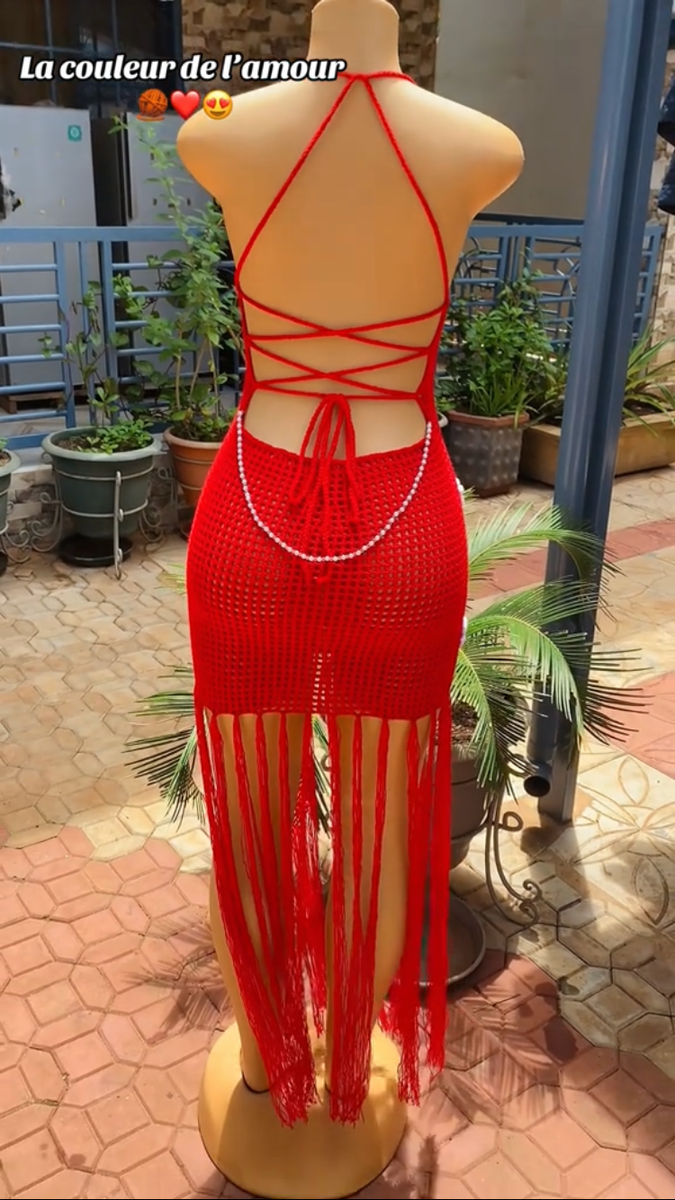 Robe Crochet Rouge Bohème