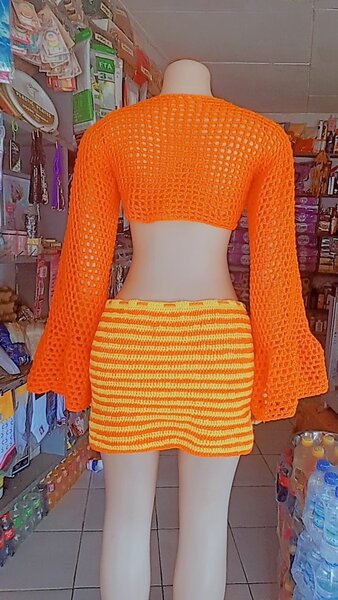 Set crochet orange vibrant