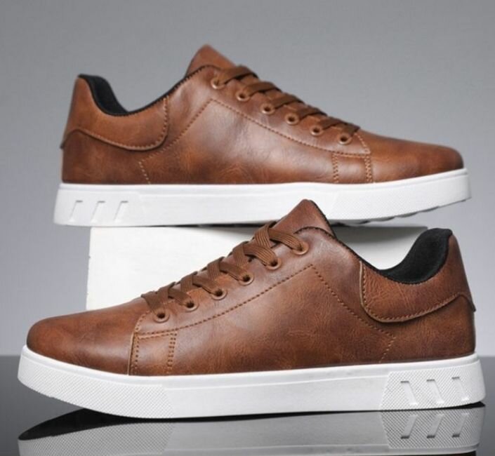 Baskets en cuir marron homme