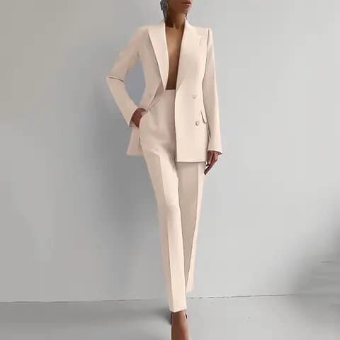 Two-piece suit for women, milky color