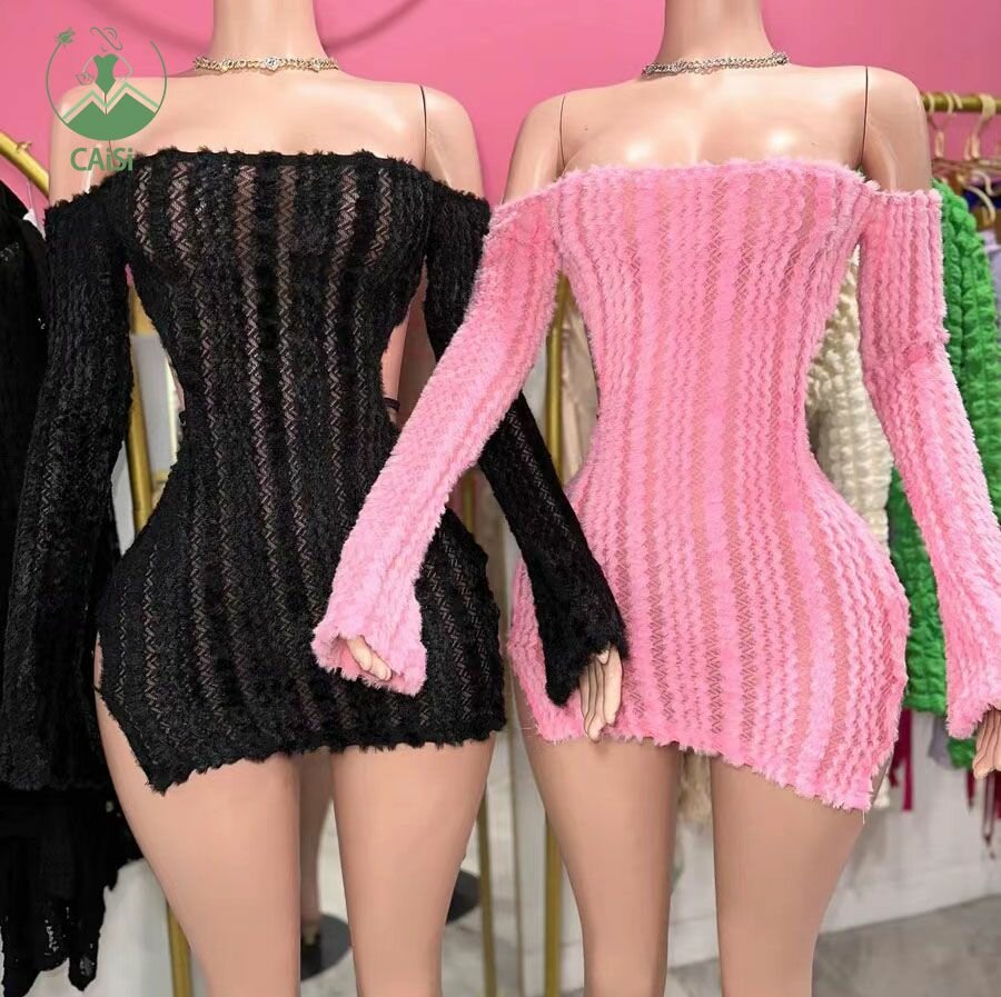 Robe Tricotée Épaules Dénudées