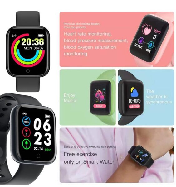 Smart Watch D20S Light Pink for Android and iPhones