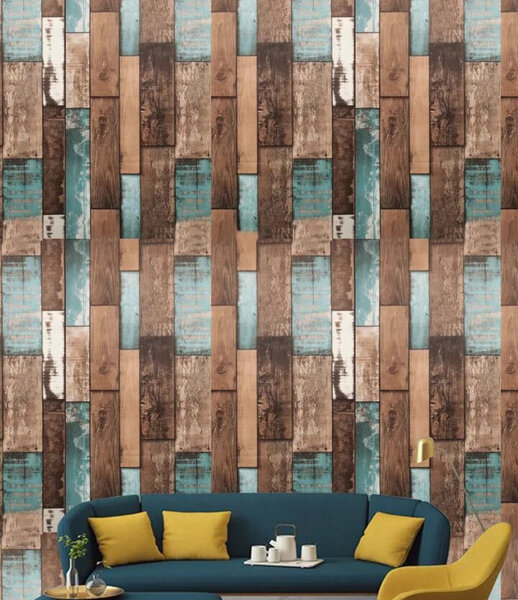 Papier peint effet bois vintage