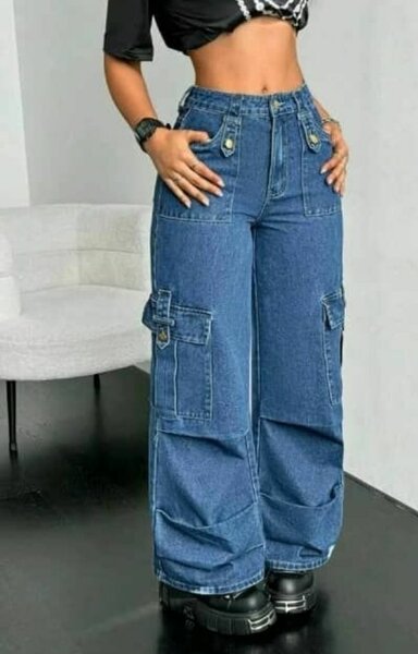 Jean cargo femme ample