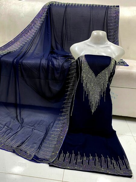 Chiffon cut stone work 2 pc ,6 colour available dc free