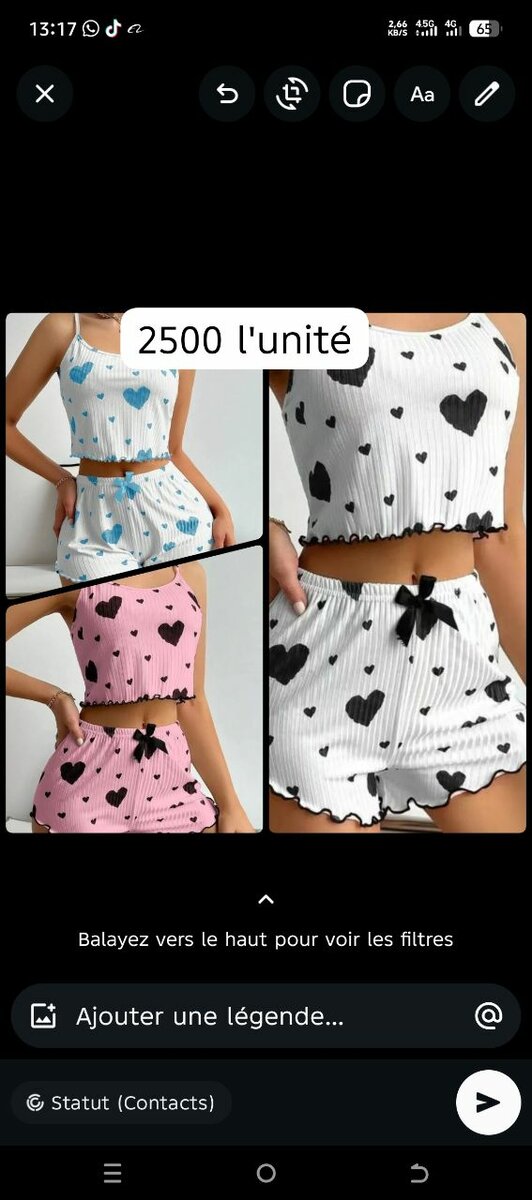 Pyjama rose à motifs coeurs